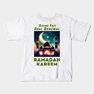 RAMADAN KAREEM, Divine Fast Soul Renewal, celebrate the holy month of Ramadan beautifully Kids T-Shirt